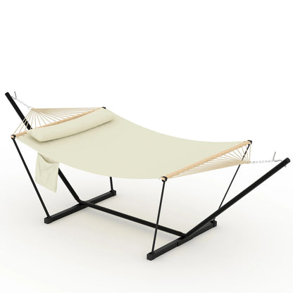 2 Personen Hängematte mit Gestell – Outdoor & Indoor, Verstellbarer Stahlrahmen, Wetterfest, inkl. Kissen – Bis 200kg Belastbar