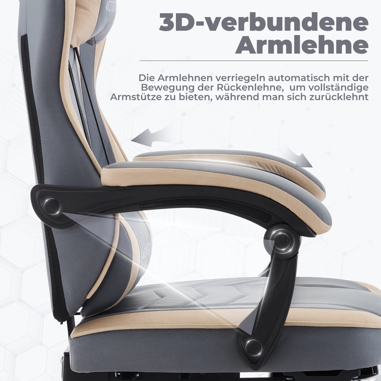 Ergonomischer Gaming Stuhl mit Fußstütze – Höhenverstellbarer Bürostuhl mit Lendenkissen & Kopfstütze
