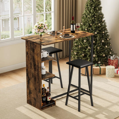 Bartisch Set mit 2 Hockern in modernem Design für Küche und Wohnzimmer