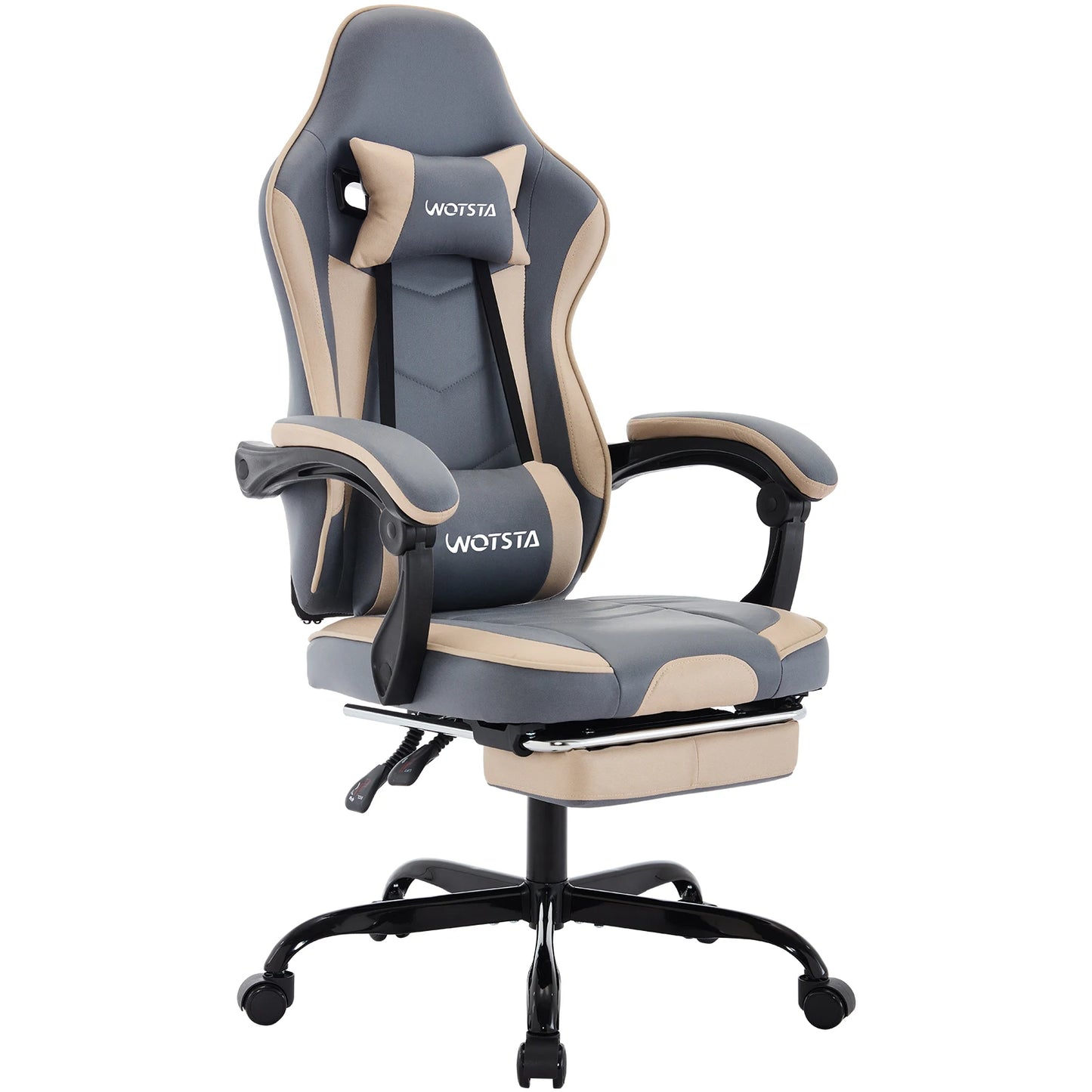 Ergonomischer Gaming Stuhl mit Fußstütze – Höhenverstellbarer Bürostuhl mit Lendenkissen & Kopfstütze