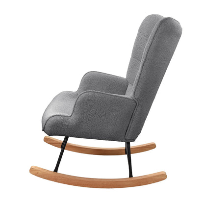 Schaukelstuhl Relaxsessel Teddy-Samt Grau – Eleganter Relaxsessel im modernen Design für Wohnzimmer, Schlafzimmer oder Balkon. in elegant grau.