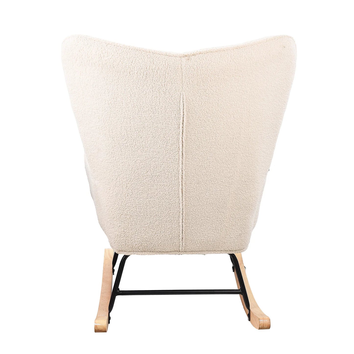 Schaukelstuhl Relaxsessel Teddy-Samt Rückseite – Stilvoller Schaukelstuhl mit ergonomischer Rückenlehne für maximalen Sitzkomfort.