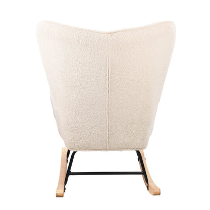Schaukelstuhl Relaxsessel Teddy-Samt Rückseite – Stilvoller Schaukelstuhl mit ergonomischer Rückenlehne für maximalen Sitzkomfort.