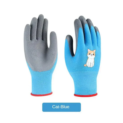Kinder-Gartenhandschuhe in Blau mit grauer Handflächenbeschichtung