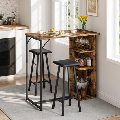 Bartisch Set mit 2 Hockern und Stauraum in modernem Wohnbereich