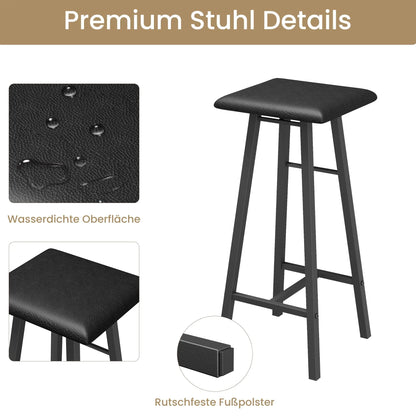 Bartisch Set mit 2 Hockern mit Tisch, Barhockern und Stauraum