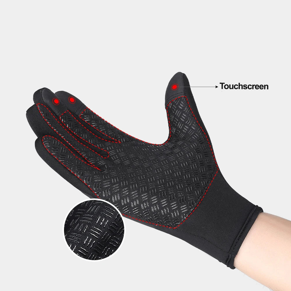 Winterhandschuhe Touchscreen in Schwarz mit strukturierter Handfläche und Touchscreen-Fingerbereich