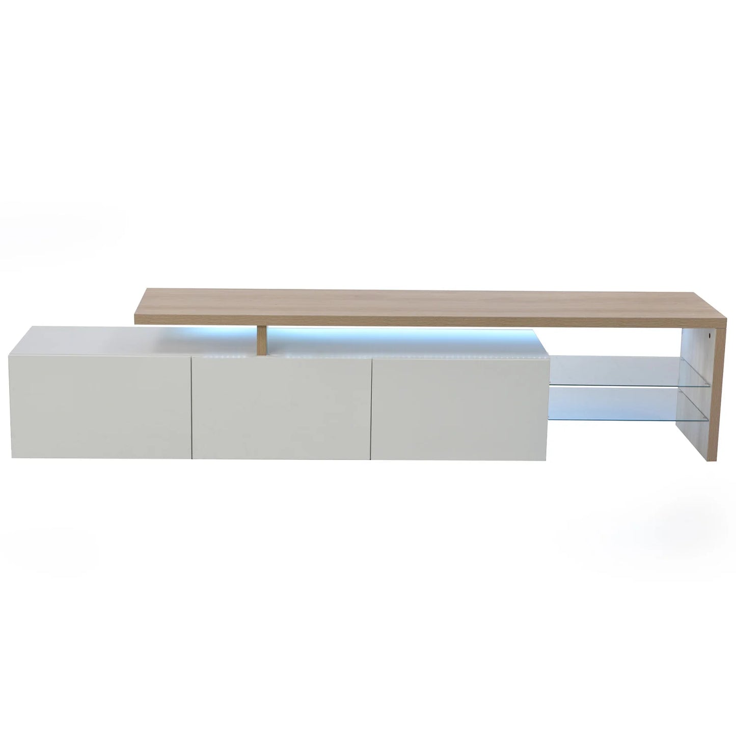 TV Lowboard Weiß Hochglanz mit integrierter LED Beleuchtung