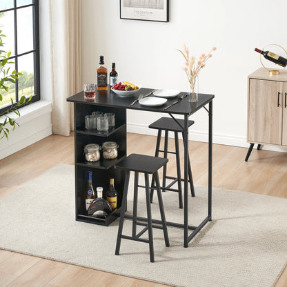 Bartisch Set mit 2 Hockern mit robustem Stahlrahmen und MDF-Holz