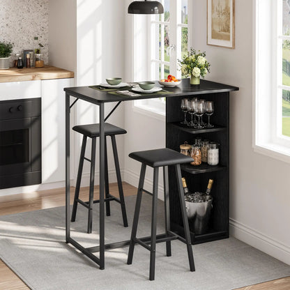 Bartisch Set mit 2 Hockern mit robuster Konstruktion und Stauraum