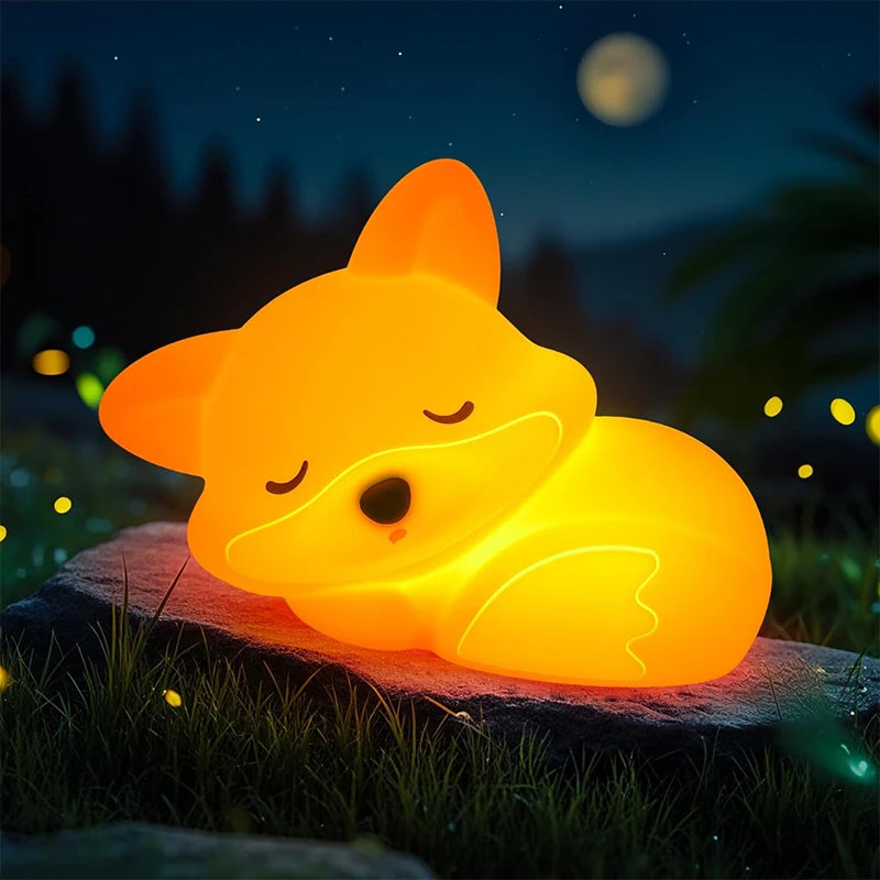 Niedliche Fuchs Nachtlampe für Kinder – Wiederaufladbares LED Nachtlicht mit Timer & Touch-Steuerung