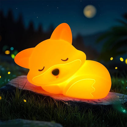 Niedliche Fuchs Nachtlampe für Kinder – Wiederaufladbares LED Nachtlicht mit Timer & Touch-Steuerung