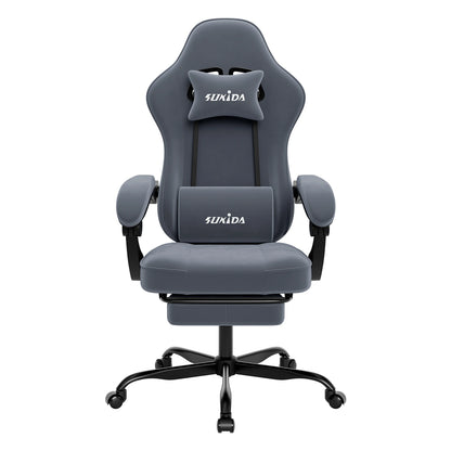 Gaming-Stuhl mit Fußstütze – Ergonomischer Bürostuhl mit Lendenstütze & verstellbarem Komfort
