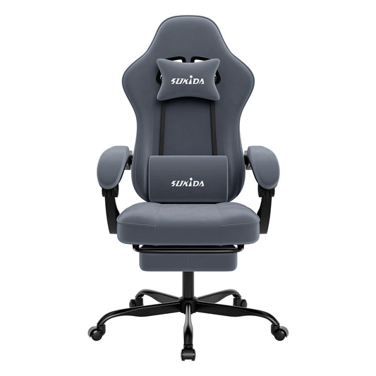 Gaming-Stuhl mit Fußstütze – Ergonomischer Bürostuhl mit Lendenstütze & verstellbarem Komfort