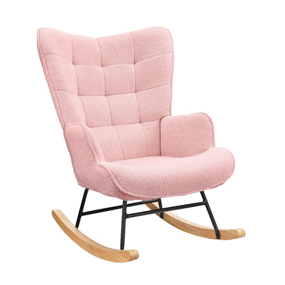 Schaukelstuhl Relaxsessel Teddy-Samt Altrosa – Stilvoller Schaukelstuhl mit ergonomischer Rückenlehne und sanfter Wippfunktion.
