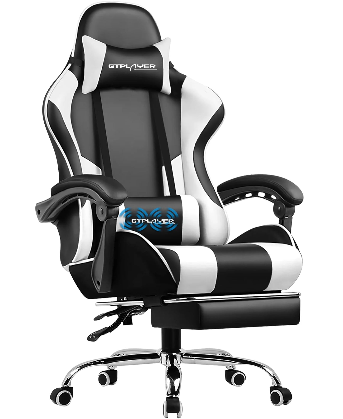 Gaming-Stuhl mit Massage in Weiß – Produktansicht