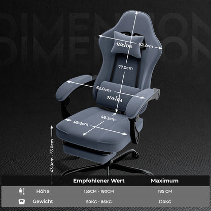 Gaming-Stuhl mit Fußstütze – Ergonomischer Bürostuhl mit Lendenstütze & verstellbarem Komfort