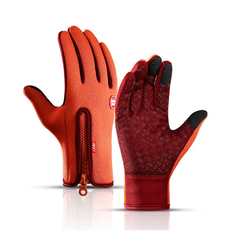 Winterhandschuhe Touchscreen in Orange mit strukturierter Handfläche und Touchscreen-Fingerspitzen