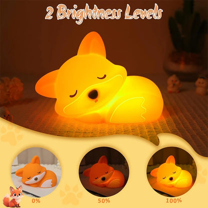 Niedliche Fuchs Nachtlampe für Kinder – Wiederaufladbares LED Nachtlicht mit Timer & Touch-Steuerung
