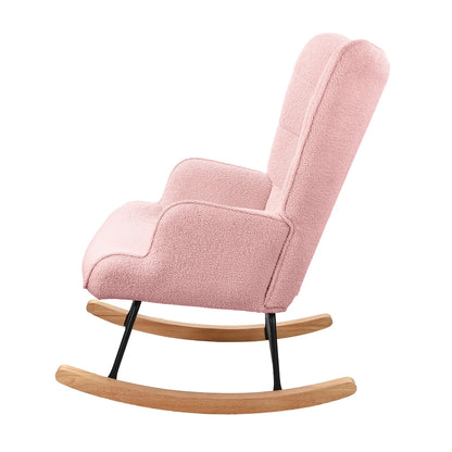 Schaukelstuhl Relaxsessel Teddy-Samt Rosa – Eleganter Schaukelstuhl im modernen Design mit hohem Sitzkomfort.