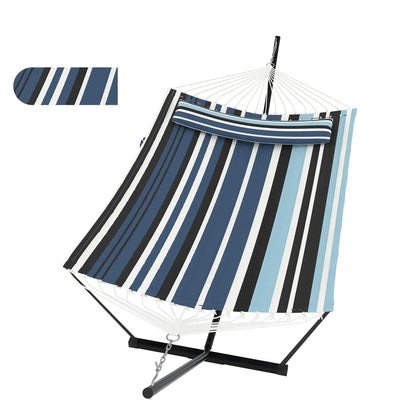 2 Personen Hängematte mit Gestell – Outdoor & Indoor, Verstellbarer Stahlrahmen, Wetterfest, inkl. Kissen – Bis 200kg Belastbar