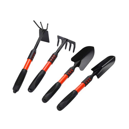 Gartenwerkzeug Set 4-teilig mit Schaufeln, Rechen und Dual-Hacke