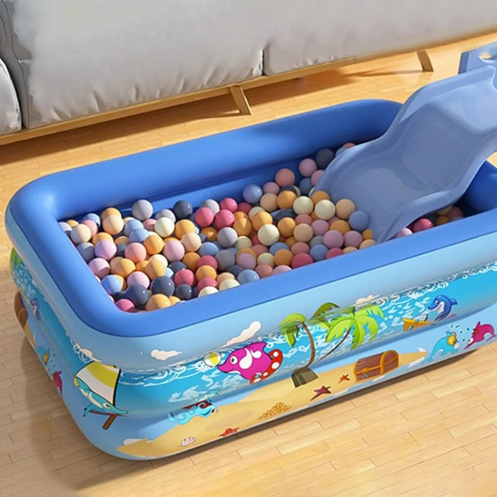 Aufblasbarer Familienpool – Rechteckiges Kinderpool & Planschbecken für Garten und Sommer