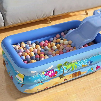 Aufblasbarer Familienpool – Rechteckiges Kinderpool & Planschbecken für Garten und Sommer