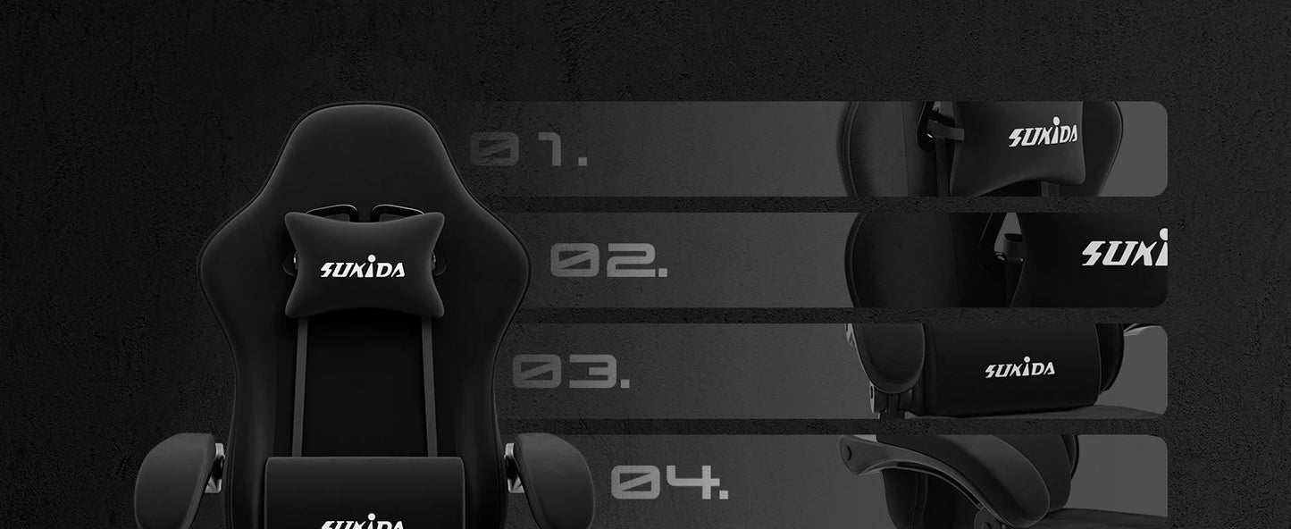 Gaming-Stuhl mit Fußstütze – Ergonomischer Bürostuhl mit Lendenstütze & verstellbarem Komfort