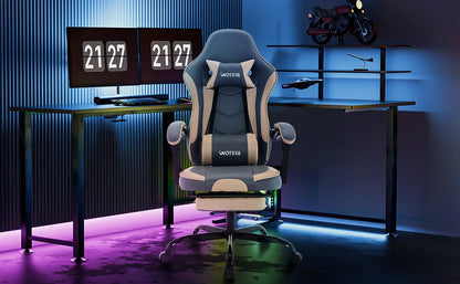 Ergonomischer Gaming Stuhl mit Fußstütze für Gaming und Home Office