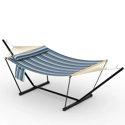 2 Personen Hängematte mit Gestell – Outdoor & Indoor, Verstellbarer Stahlrahmen, Wetterfest, inkl. Kissen – Bis 200kg Belastbar