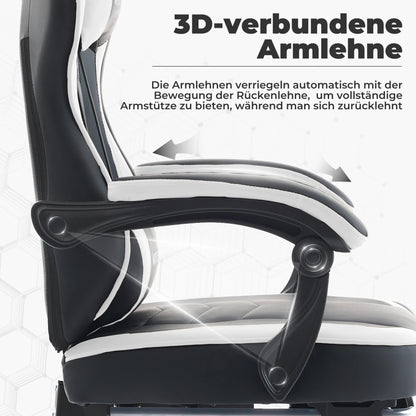 Ergonomischer Gaming Stuhl mit Fußstütze für komfortables Sitzen im Home Office