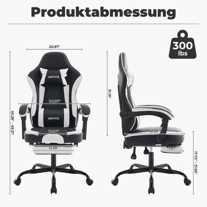 Ergonomischer Gaming Stuhl mit Fußstütze für Gaming und Büroarbeit