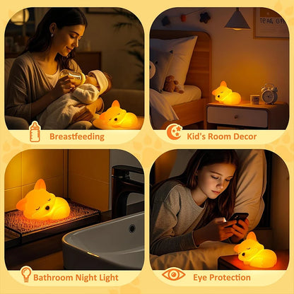 Niedliche Fuchs Nachtlampe für Kinder – Wiederaufladbares LED Nachtlicht mit Timer & Touch-Steuerung