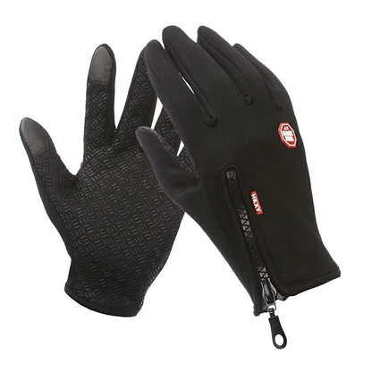 Winterhandschuhe Touchscreen in Schwarz mit Anti-Rutsch-Handfläche und praktischem Reißverschluss