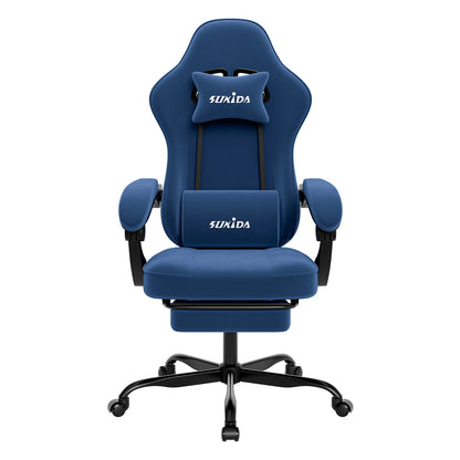 Gaming-Stuhl mit Fußstütze – Ergonomischer Bürostuhl mit Lendenstütze & verstellbarem Komfort