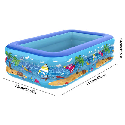 Aufblasbarer Familienpool – Rechteckiges Kinderpool & Planschbecken für Garten und Sommer