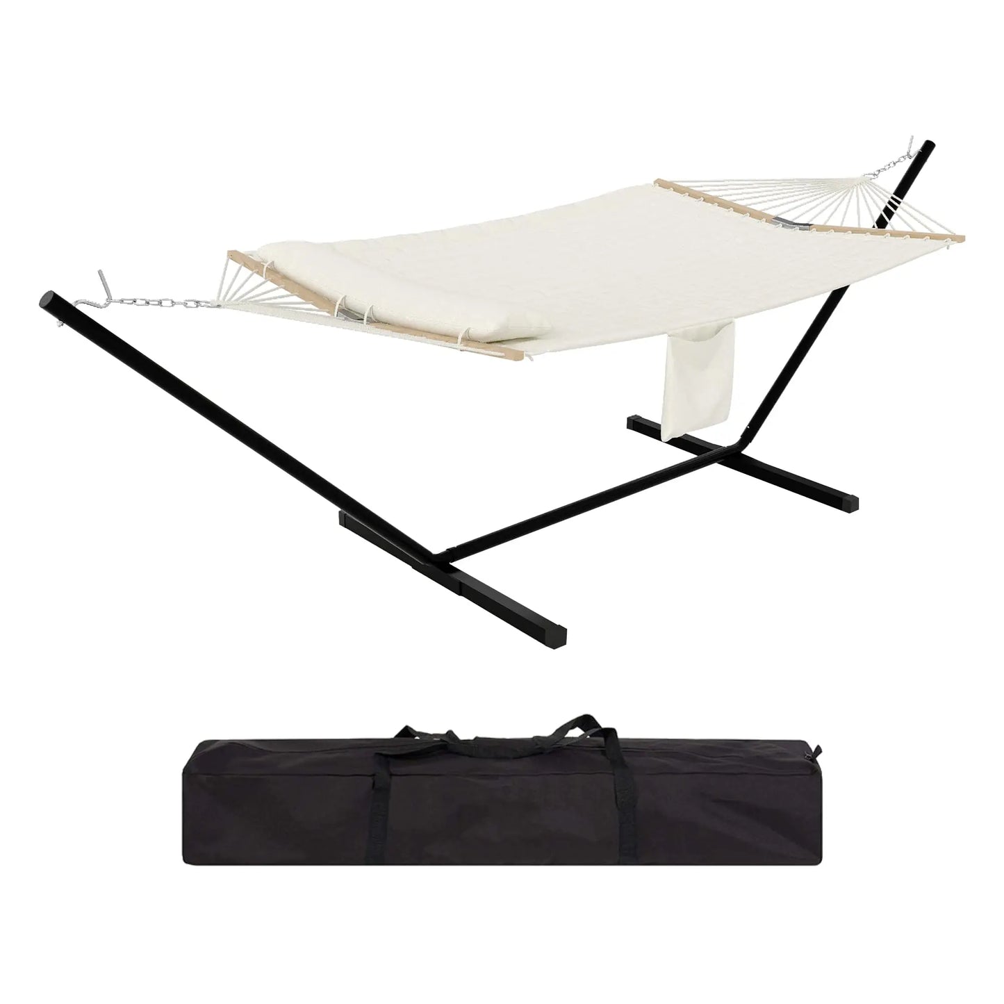 2 Personen Hängematte mit Gestell – Outdoor & Indoor, Verstellbarer Stahlrahmen, Wetterfest, inkl. Kissen – Bis 200kg Belastbar