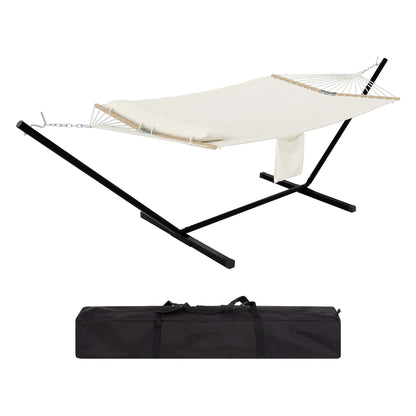 2 Personen Hängematte mit Gestell – Outdoor & Indoor, Verstellbarer Stahlrahmen, Wetterfest, inkl. Kissen – Bis 200kg Belastbar