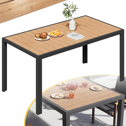 Aluminium Gartentisch wetterfest mit Holzoptik und Ablagefläche