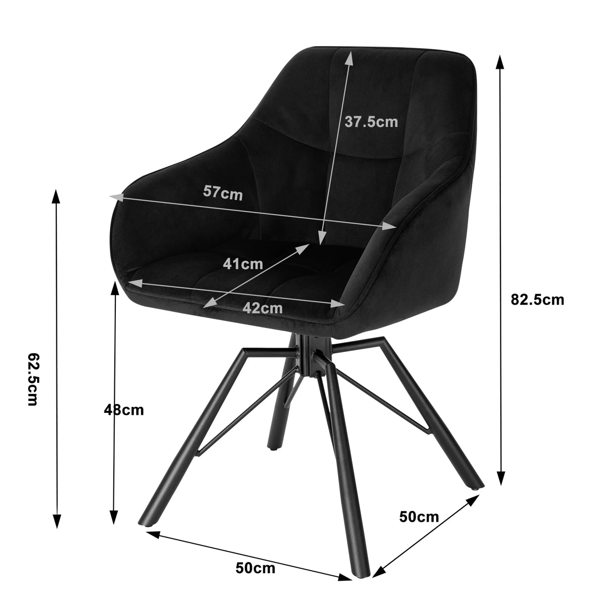 WOLTU 2er-Set Esszimmerstühle mit Armlehnen – 360° drehbar & gepolstert