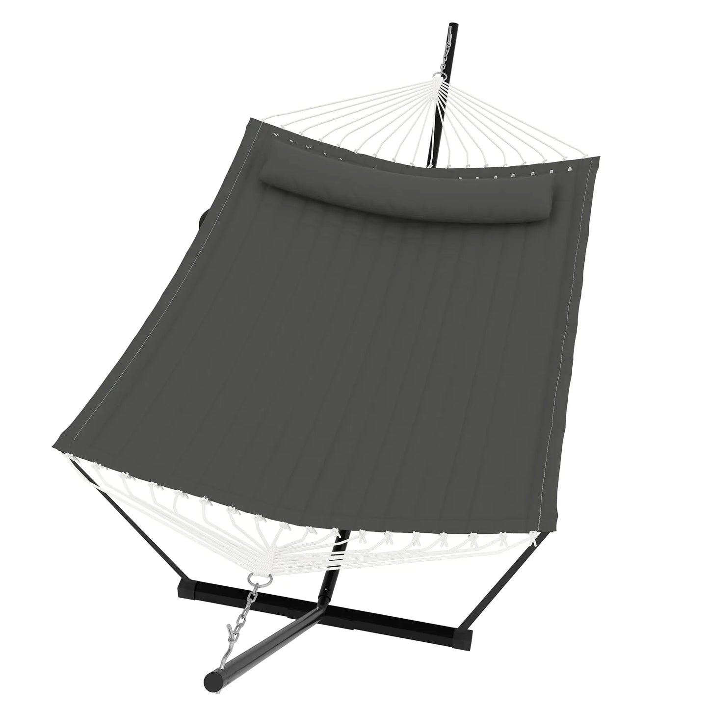 2 Personen Hängematte mit Gestell – Outdoor & Indoor, Verstellbarer Stahlrahmen, Wetterfest, inkl. Kissen – Bis 200kg Belastbar
