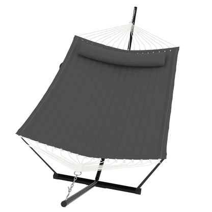 2 Personen Hängematte mit Gestell – Outdoor & Indoor, Verstellbarer Stahlrahmen, Wetterfest, inkl. Kissen – Bis 200kg Belastbar