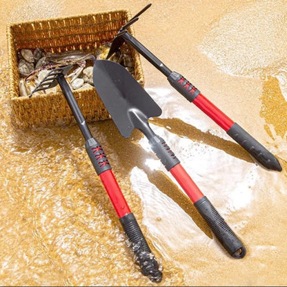 Gartenwerkzeug Set 4-teilig mit ergonomischen Griffen im Garten