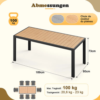 Aluminium Gartentisch wetterfest für Garten und Terrasse