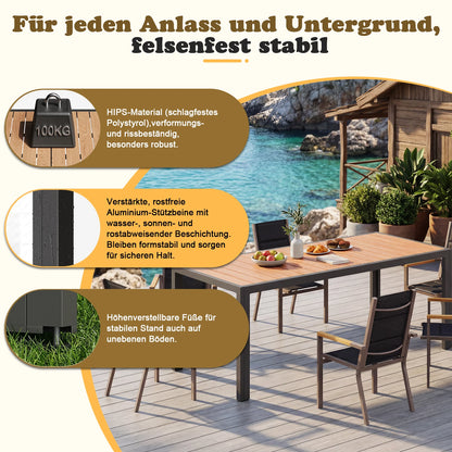 Aluminium Gartentisch modern für Garten und Terrasse