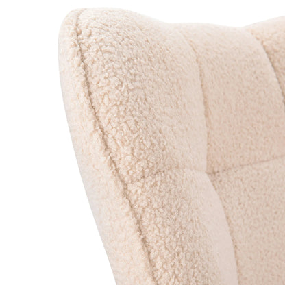 Schaukelstuhl Relaxsessel Teddy-Samt Detailaufnahme – Hochwertiger Teddy-Samt Bezug mit weicher Polsterung für ein angenehmes Sitzgefühl.