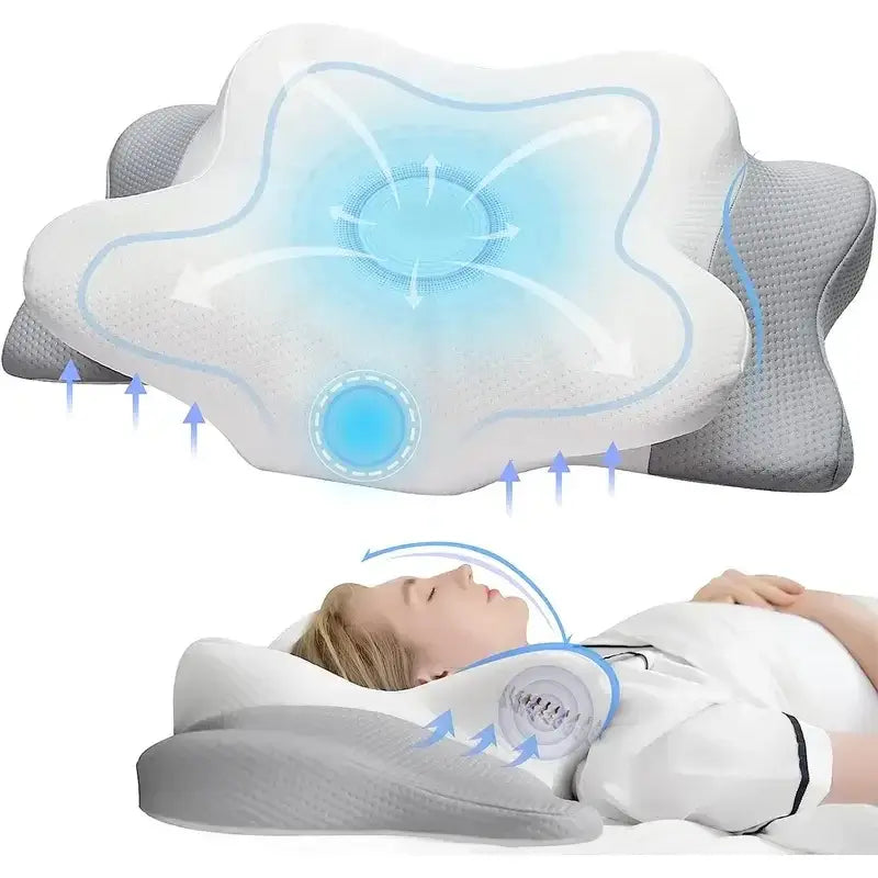 Ergonomisches Nackenstützkissen aus Memory-Schaum mit hervorgehobenen Liege- und Stützbereichen