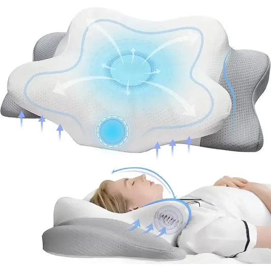 Ergonomisches Nackenstützkissen aus Memory-Schaum mit hervorgehobenen Liege- und Stützbereichen