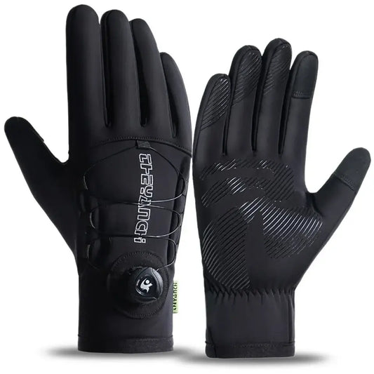 GTUBIKE Thermo-Fahrradhandschuhe in Schwarz mit Ansicht von Handrücken und Handfläche